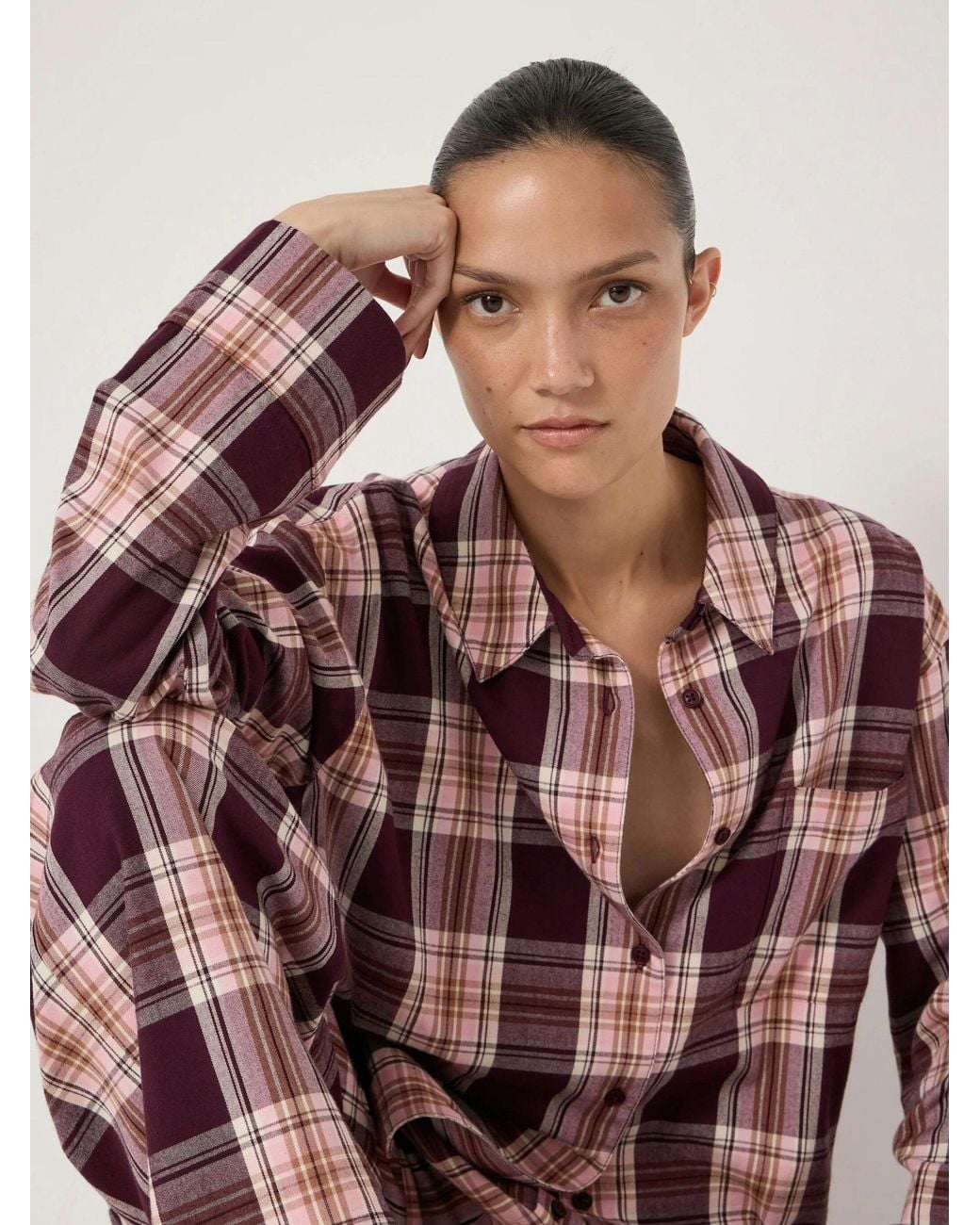 Hush Pink Brushed Cotton Check Print Pyjamas