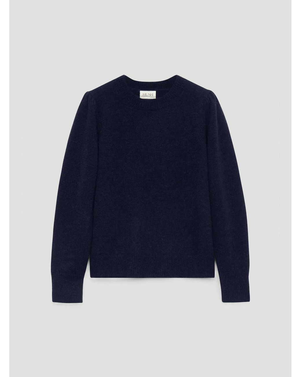 Hush Blue Gathered Shoulder Wool Blend Jumper