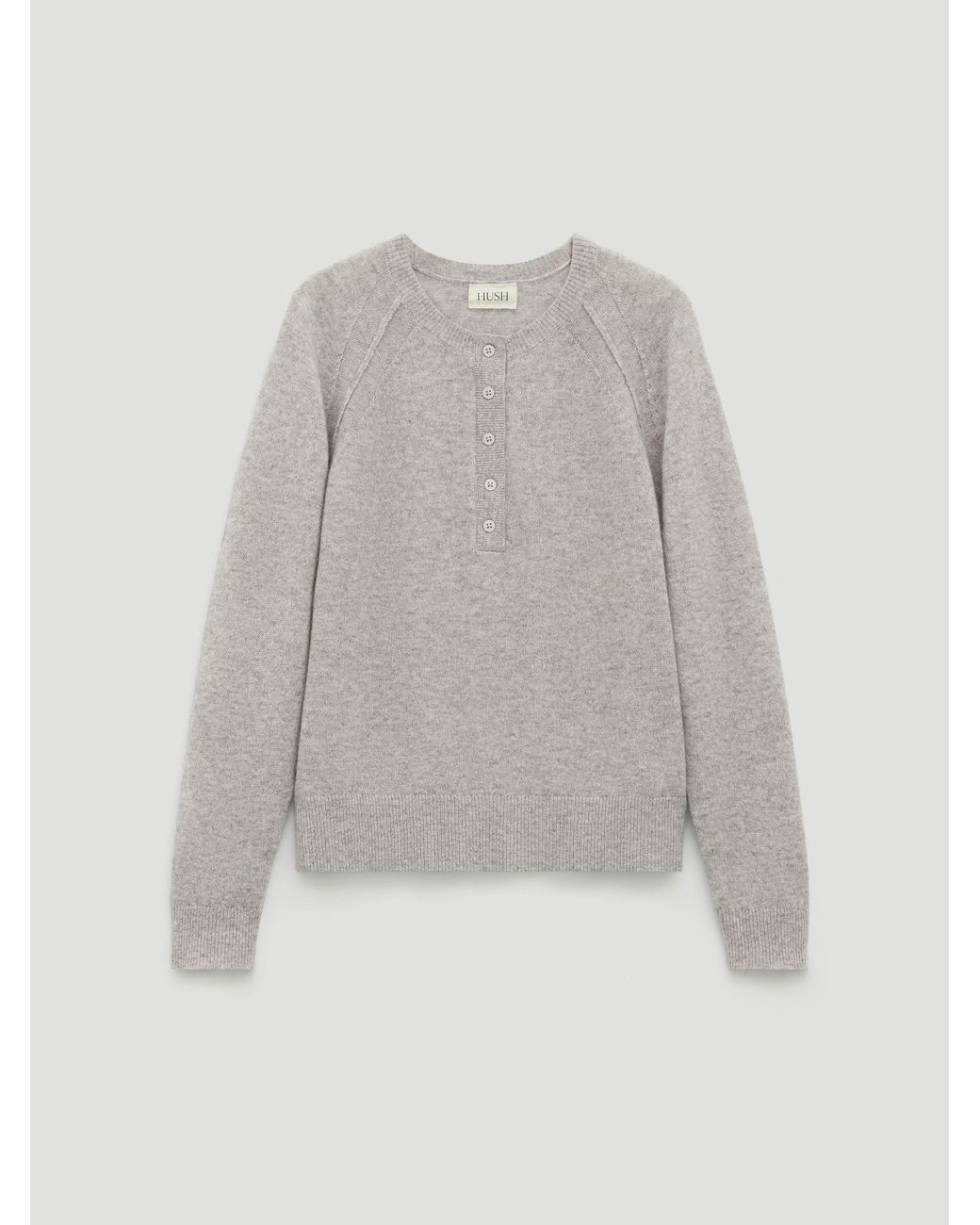 Hush Gray Farah Cashmere Henley Jumper