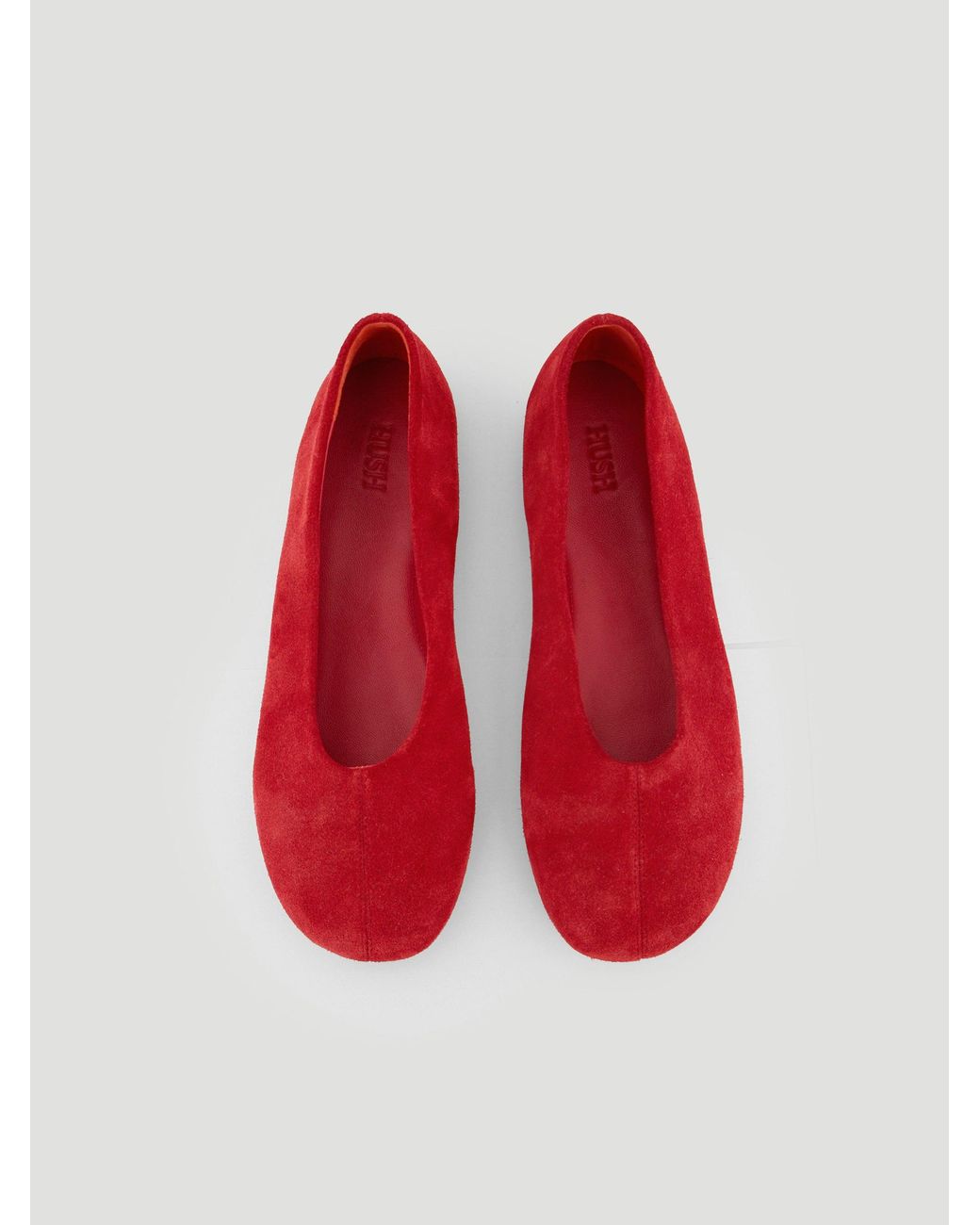 Hush Red Bertie Round Toe Suede Ballet Flats