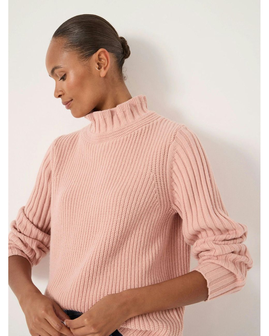 Hush Blue Kiley Wool Blend Frill Trim Jumper