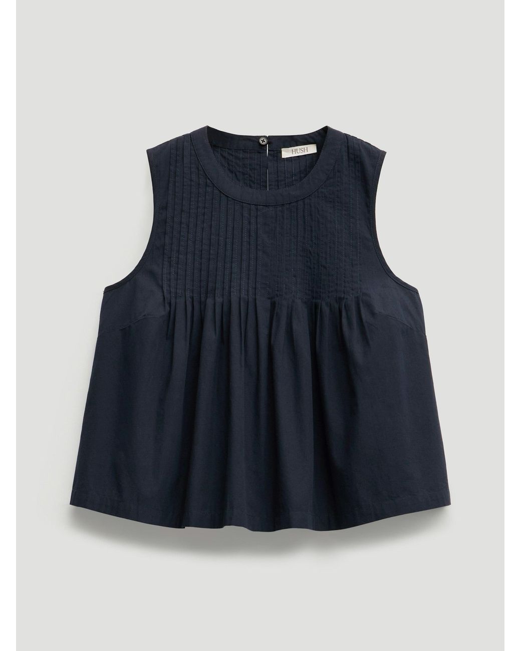 Hush Blue Arden Pin Tuck Detail Shell Top