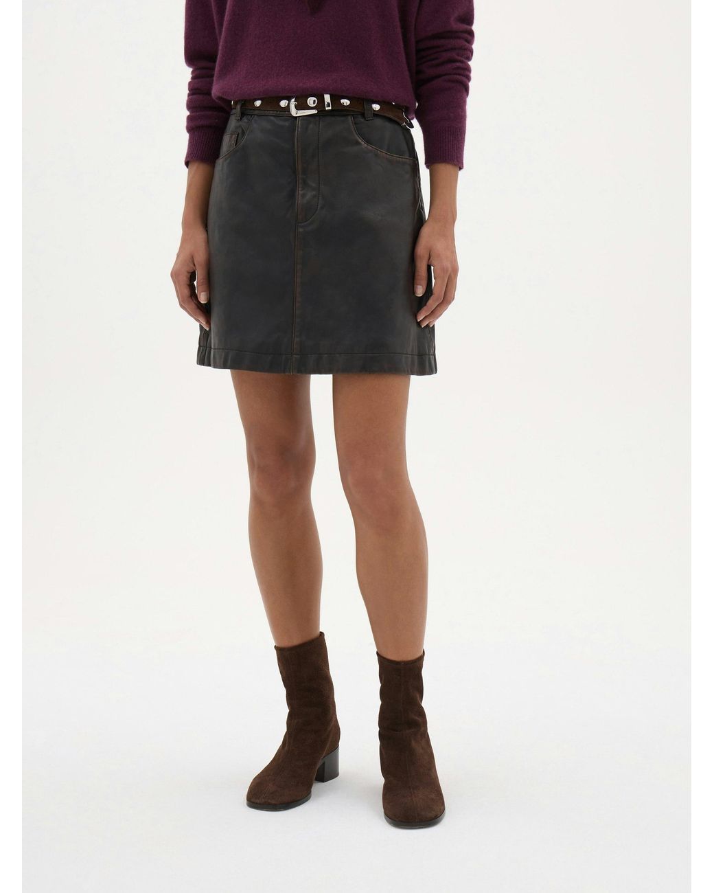 Hush Red Nova Leather Mini Skirt