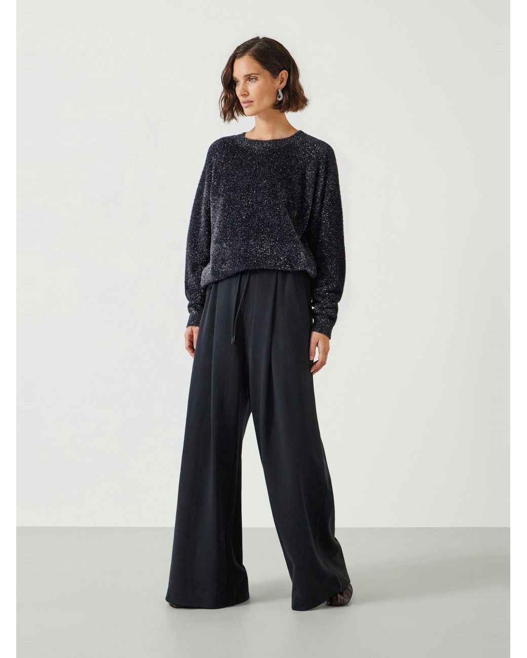 Hush Blue Jaime Metallic Tinsel Crew Neck Jumper