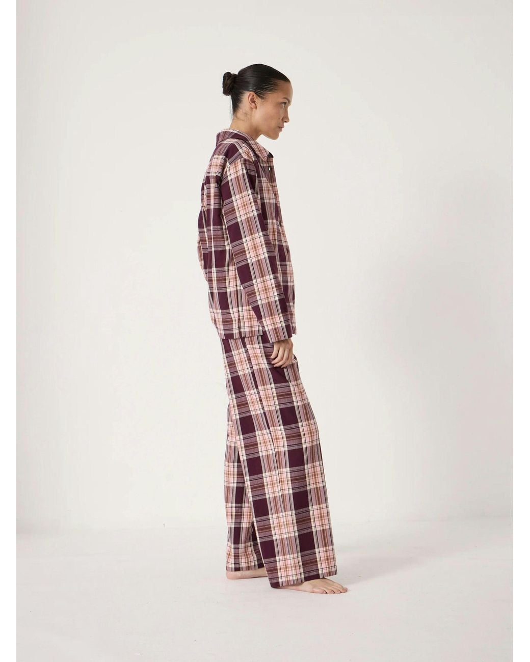 Hush Pink Brushed Cotton Check Print Pyjamas