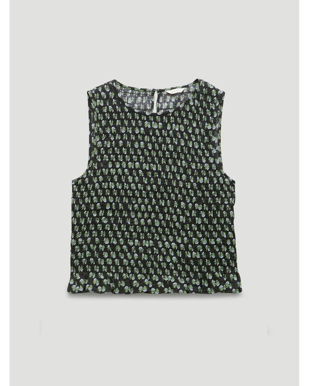 Hush Green Luxa Shirred Crinkle Shell Top