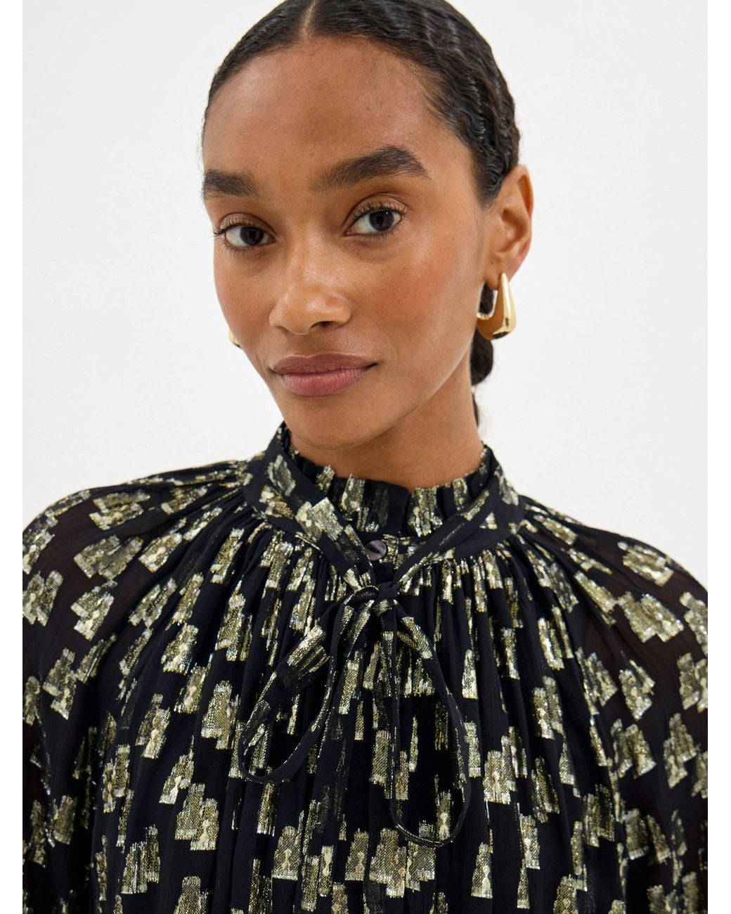 Hush Black Fleur Flock Chiffon Mini Dress