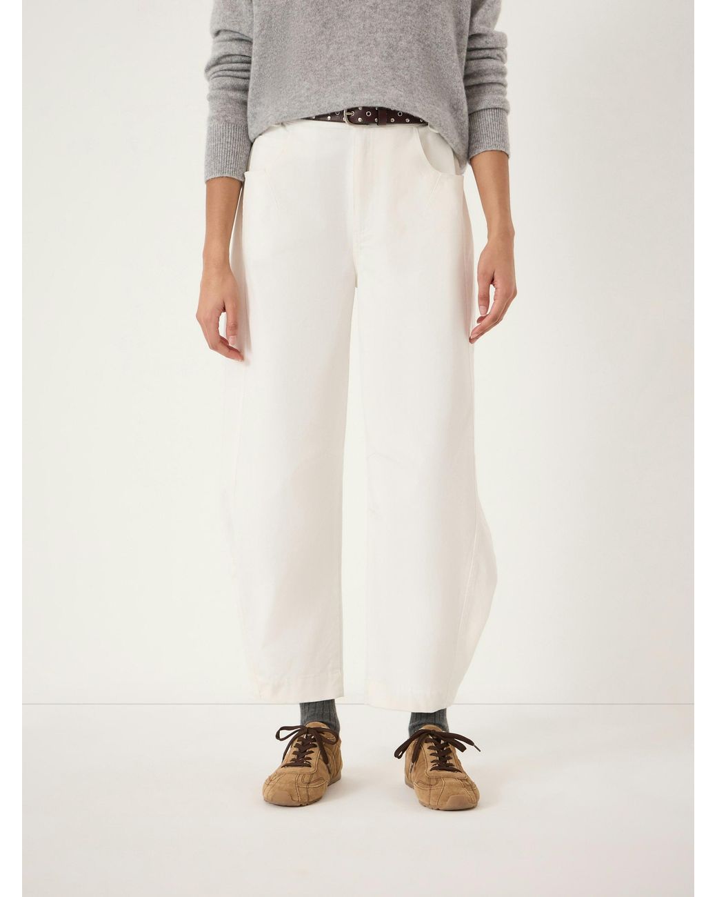 Hush Natural Bryce Seam Detail Barrel Leg Trousers