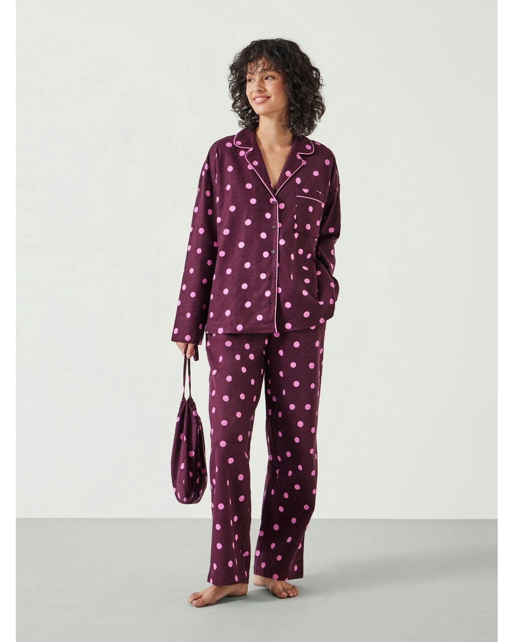 Hush Red Amita Cotton Flannel Polka Dot Pyjamas