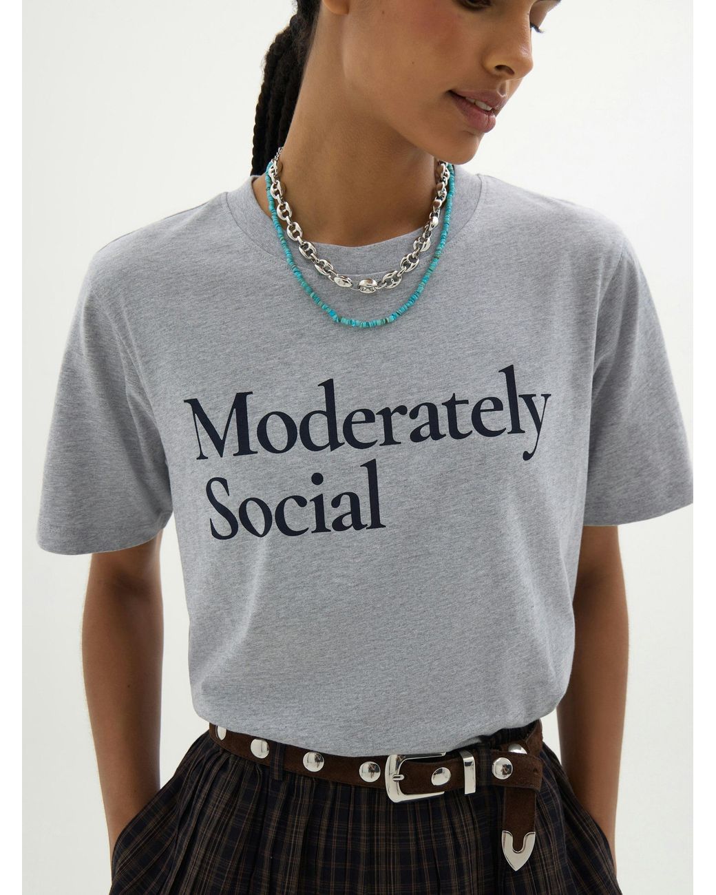 Hush White Moderately Social Graphic T-Shirt