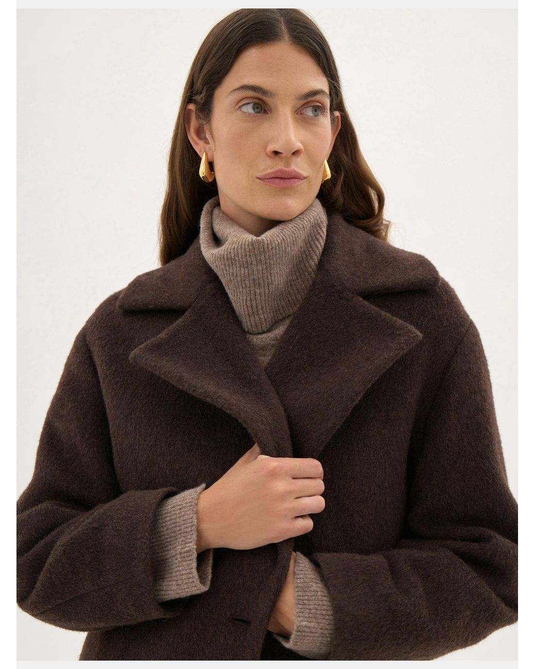 Hush Black Inez Italian Wool Double Breasted Coat