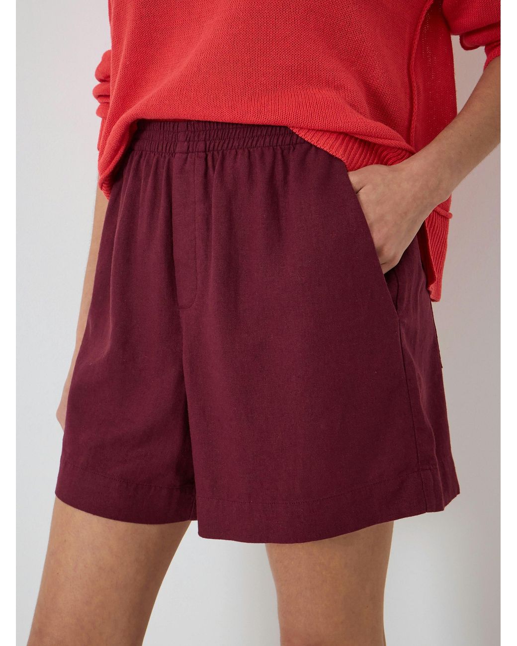 Hush Red Luce Linen Pull On Shorts