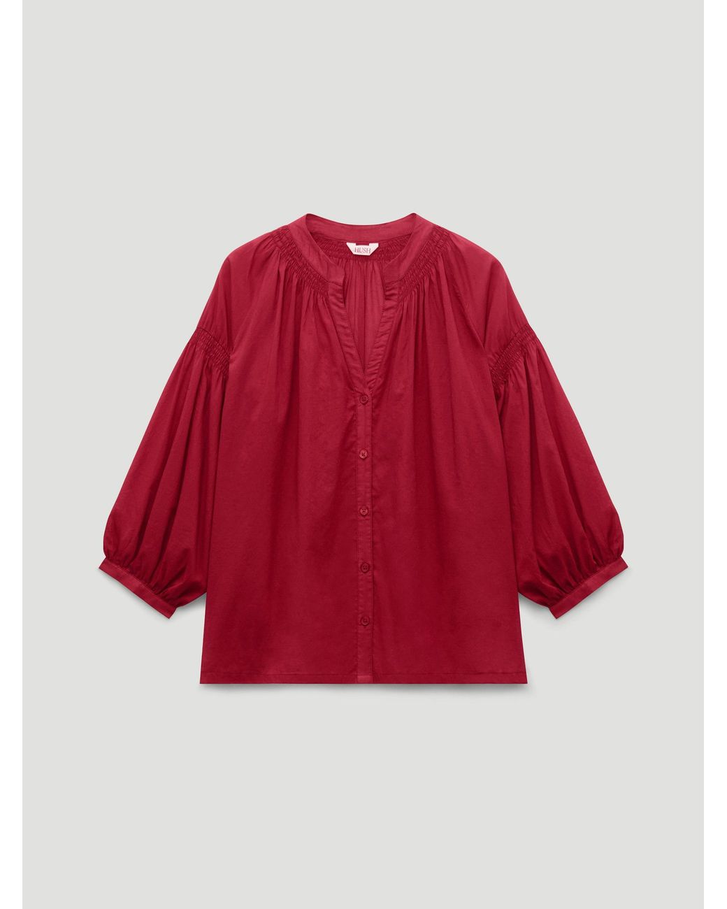Hush Mila Gathered Sleeve Cotton Voile Blouse
