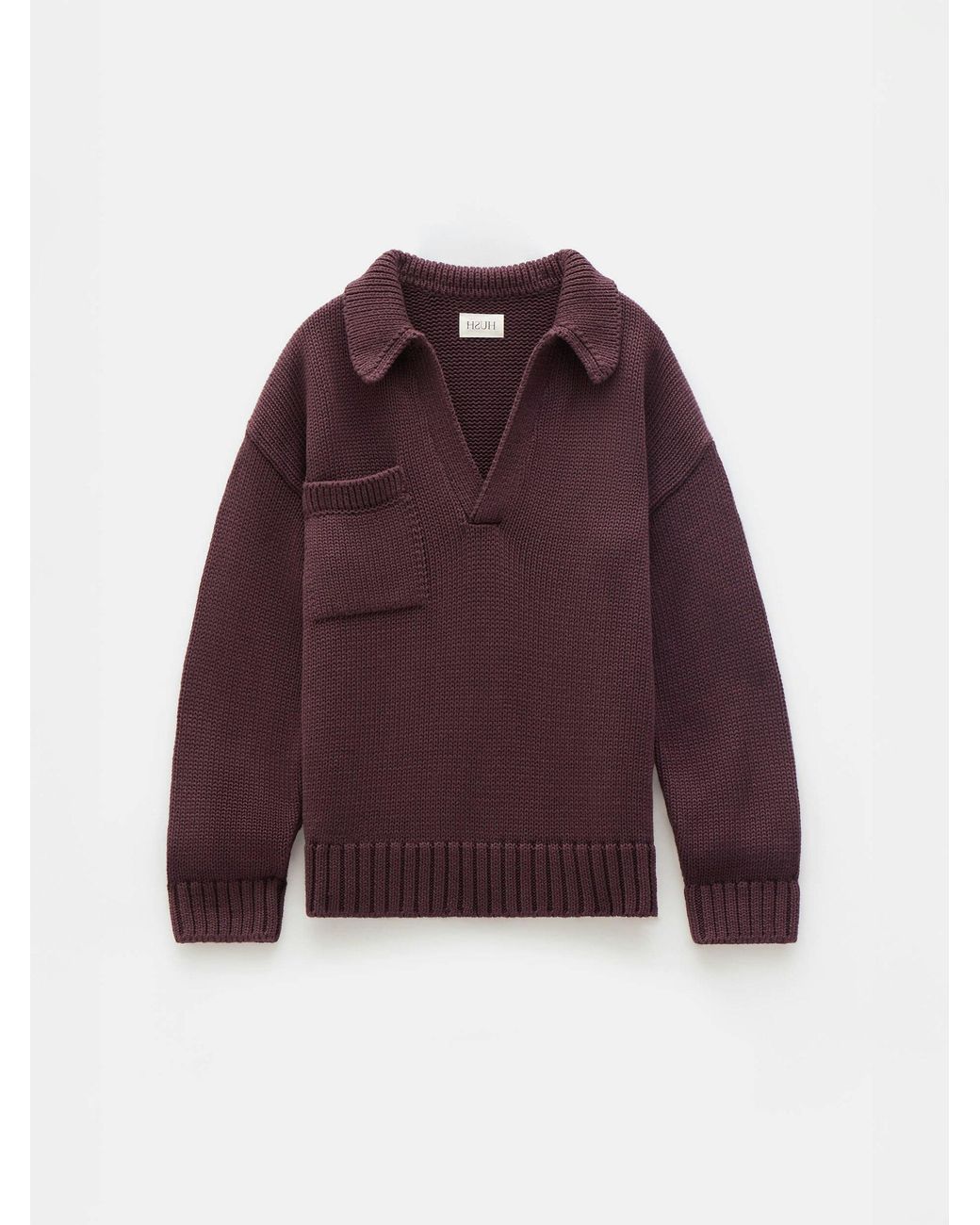 Hush Purple Knitted Cotton Rugby Jumper With Pocket