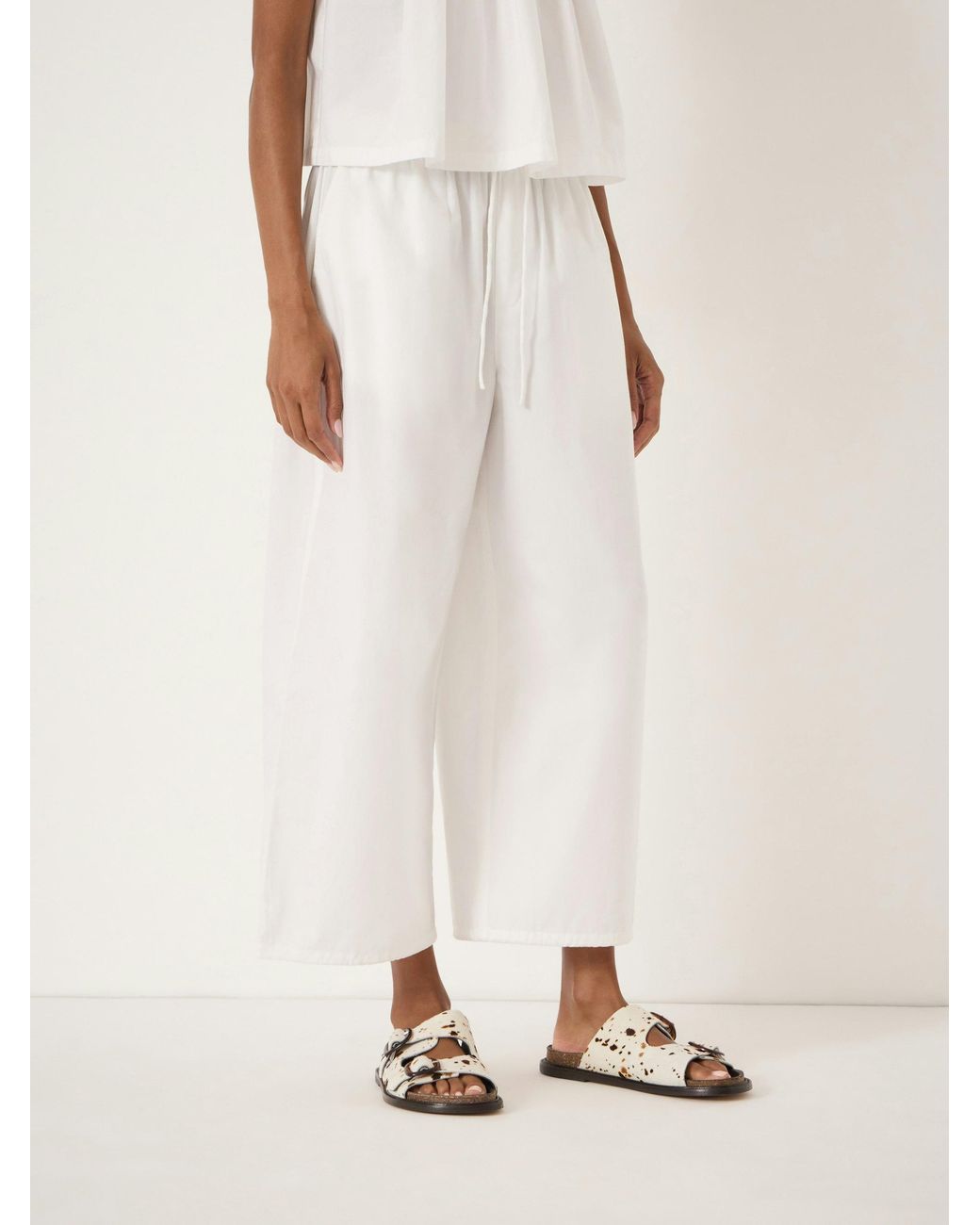 Hush Natural Arden Cropped Cotton Trousers