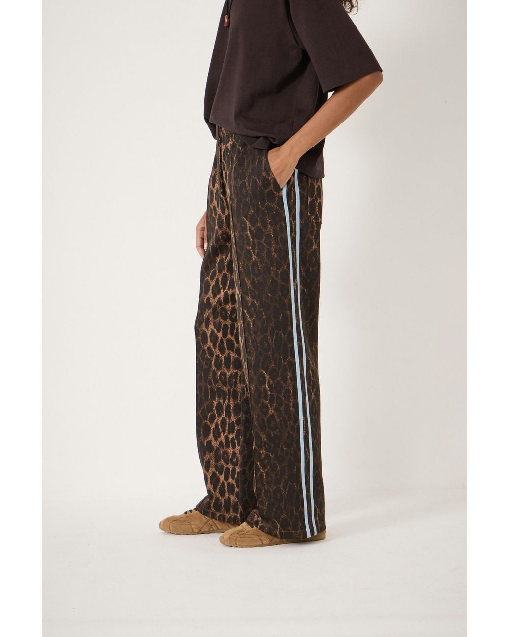 Hush White Harrison Animal Print Side Stripe Joggers