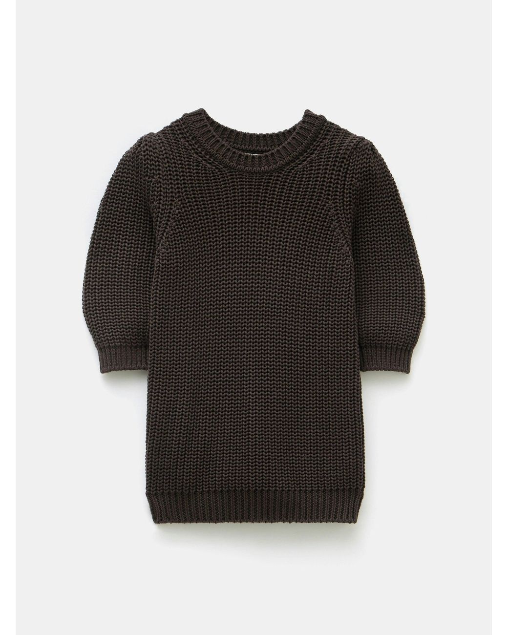 Hush Black Jessie Cotton Puff Sleeve Ribbed Top