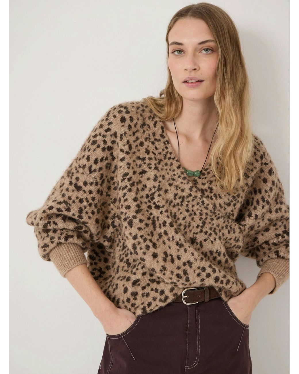 Hush Natural Betty Wool Blend Patterned Wrap Jumper