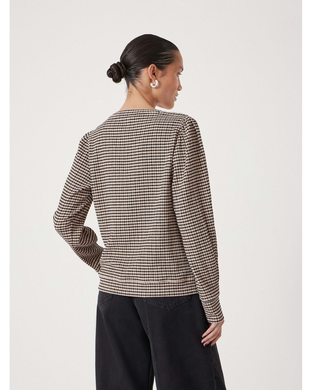 Hush White Emily Gingham Puff Sleeve Top