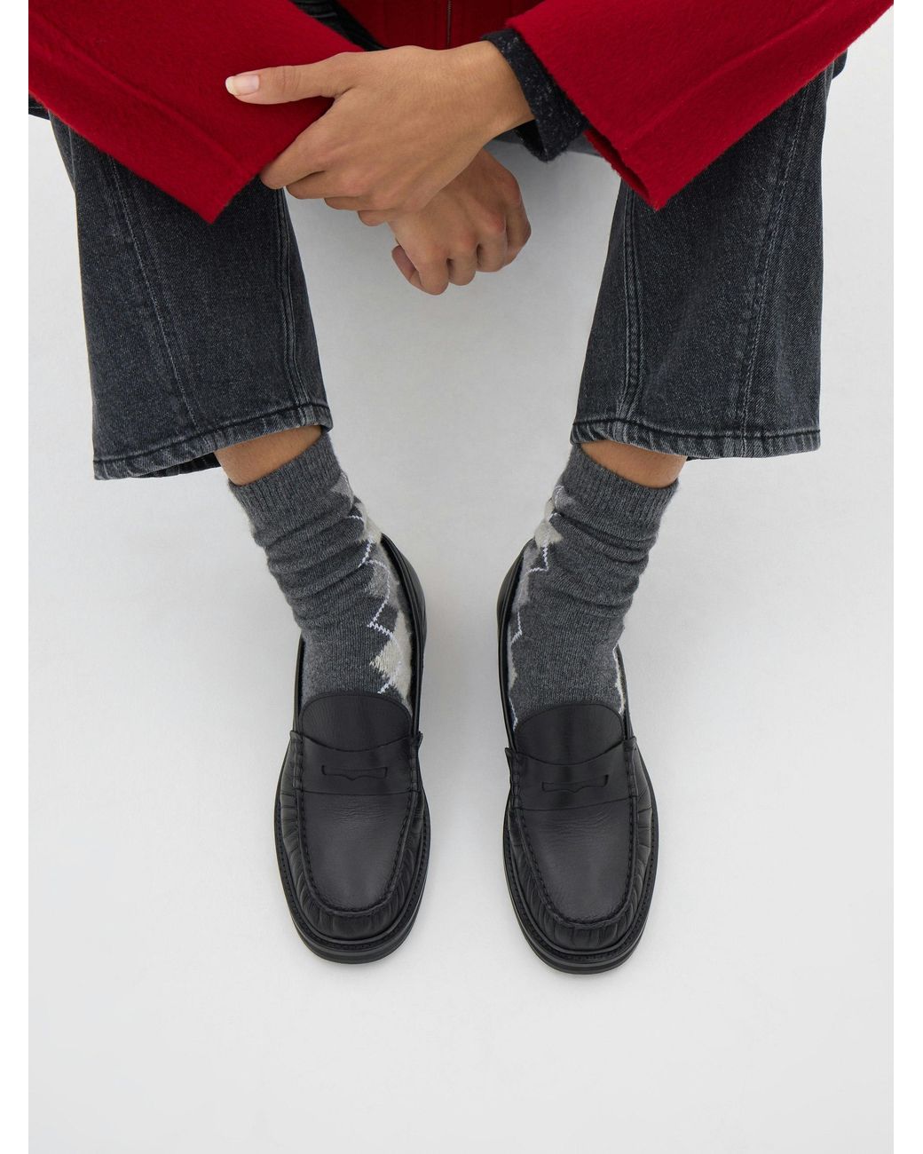 Hush Red Penny Chunky Leather Loafers