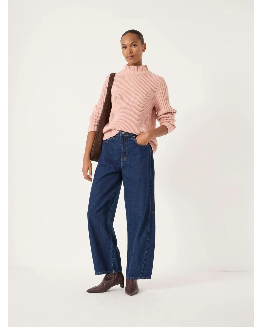 Hush Blue Kiley Wool Blend Frill Trim Jumper