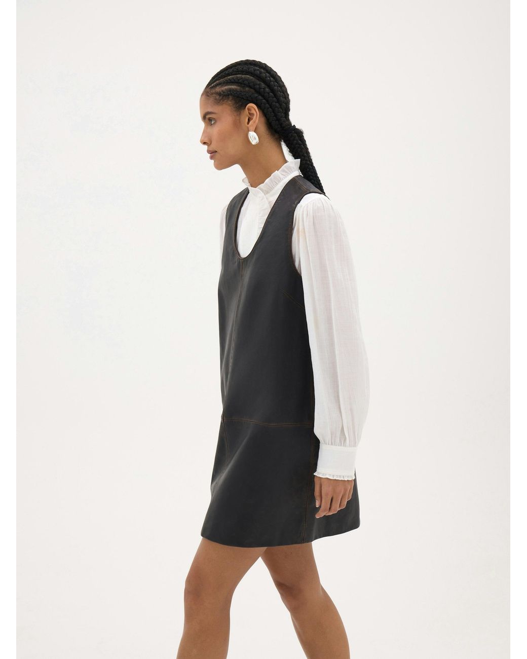 Hush White Gia Scoop Neck Mini Leather Dress