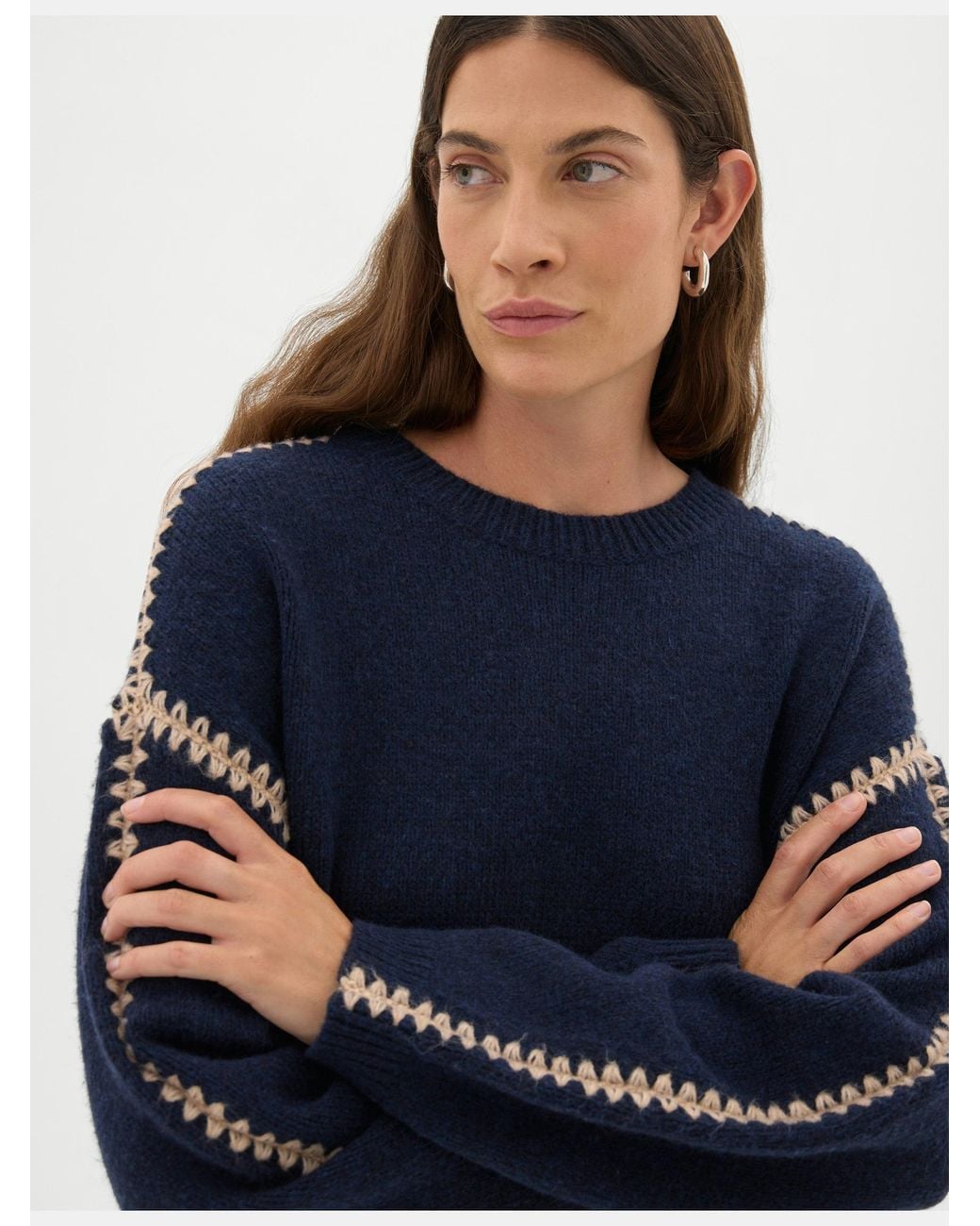 Hush Blue Whitney Whipstitch Knitted Jumper
