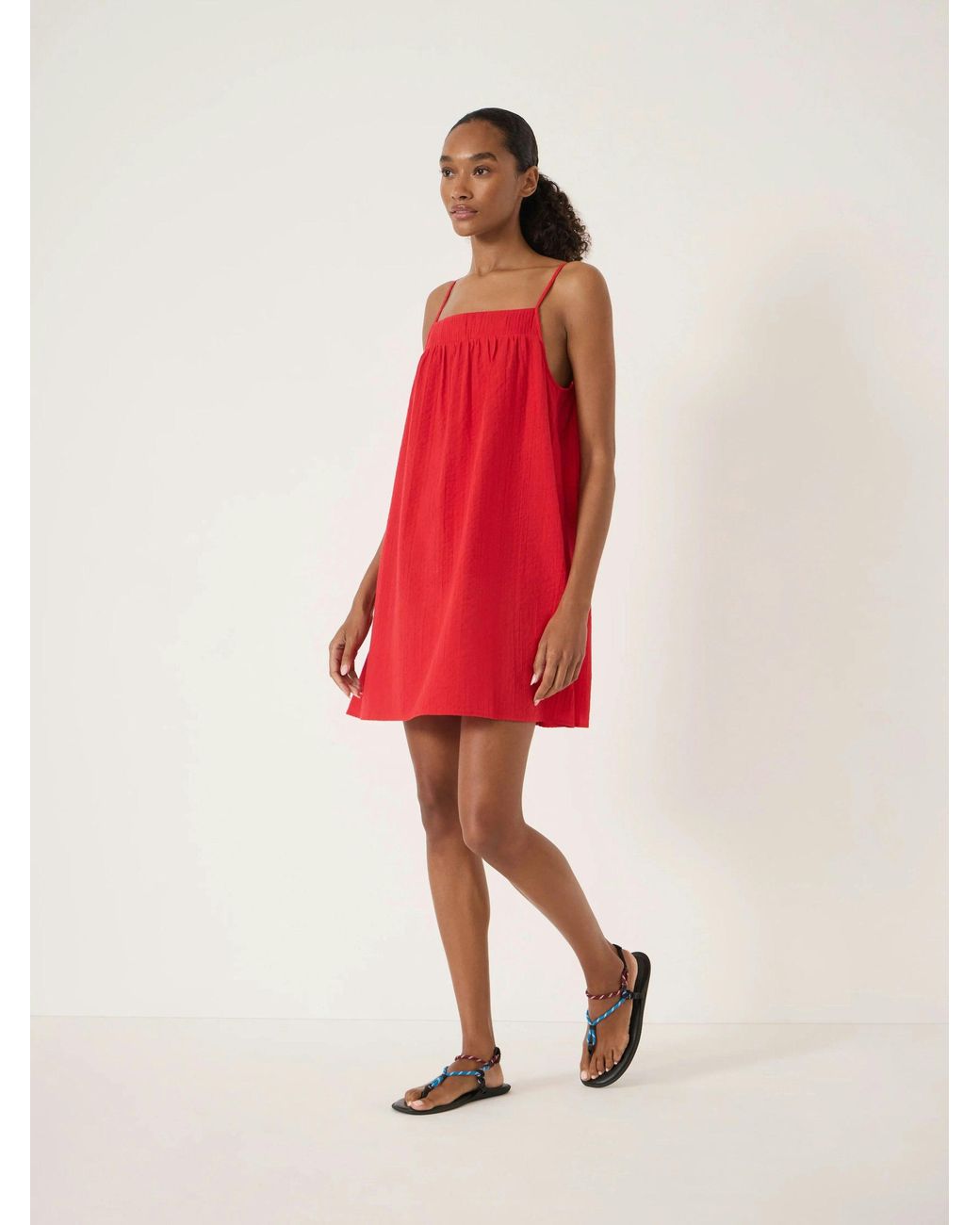 Hush Red Carmen Seersucker Beach Mini Dress