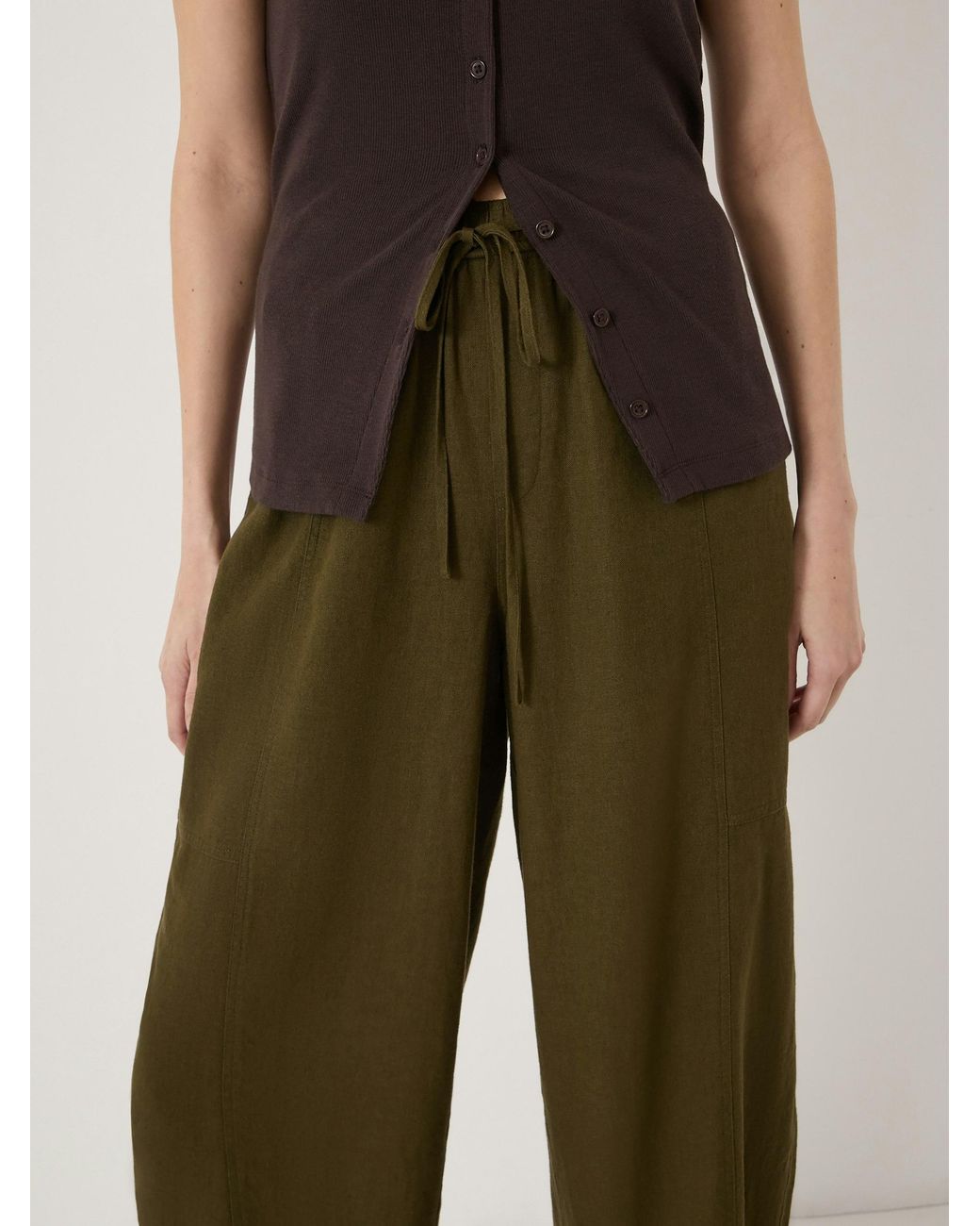 Hush Natural Tovi Linen Blend Barrel Leg Trousers