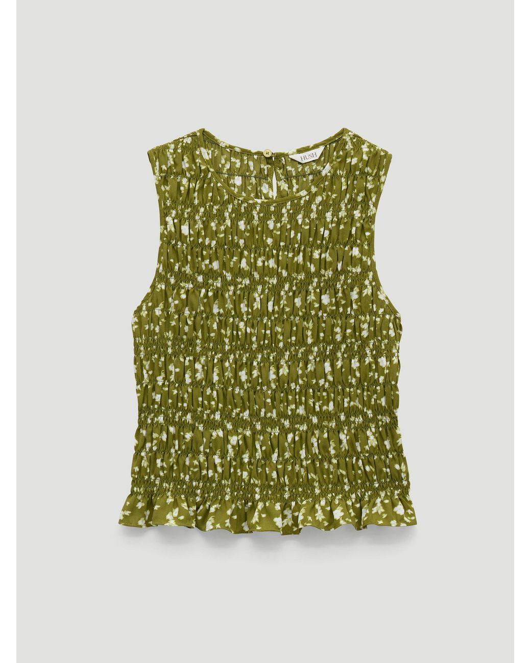 Hush Green Shirred Chiffon Top