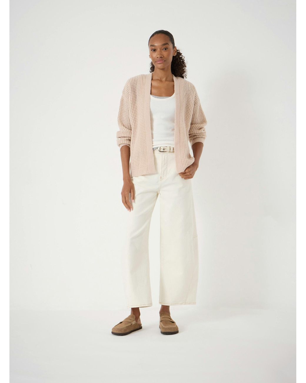 Hush Natural Waffle Stitch Edge To Edge Cardigan