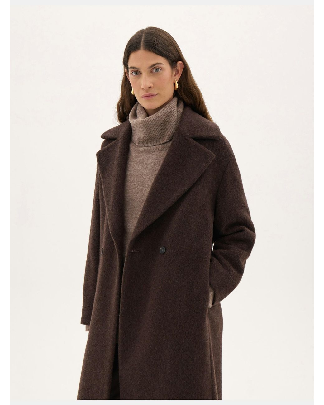 Hush Black Inez Italian Wool Double Breasted Coat