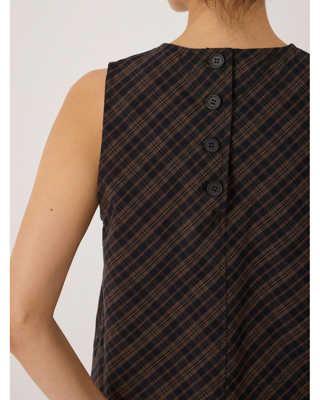 Hush Black Vera Cotton Check Shell Top