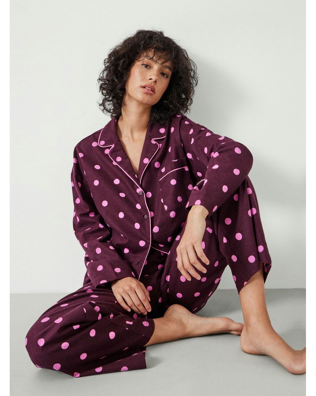 Hush Red Amita Cotton Flannel Polka Dot Pyjamas