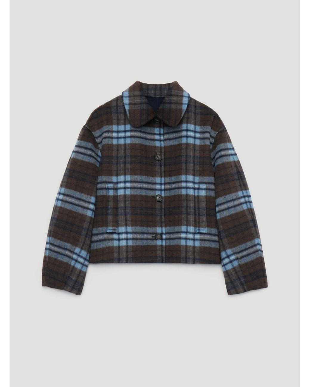 Hush Blue Rix Double Faced Wool Check Jacket