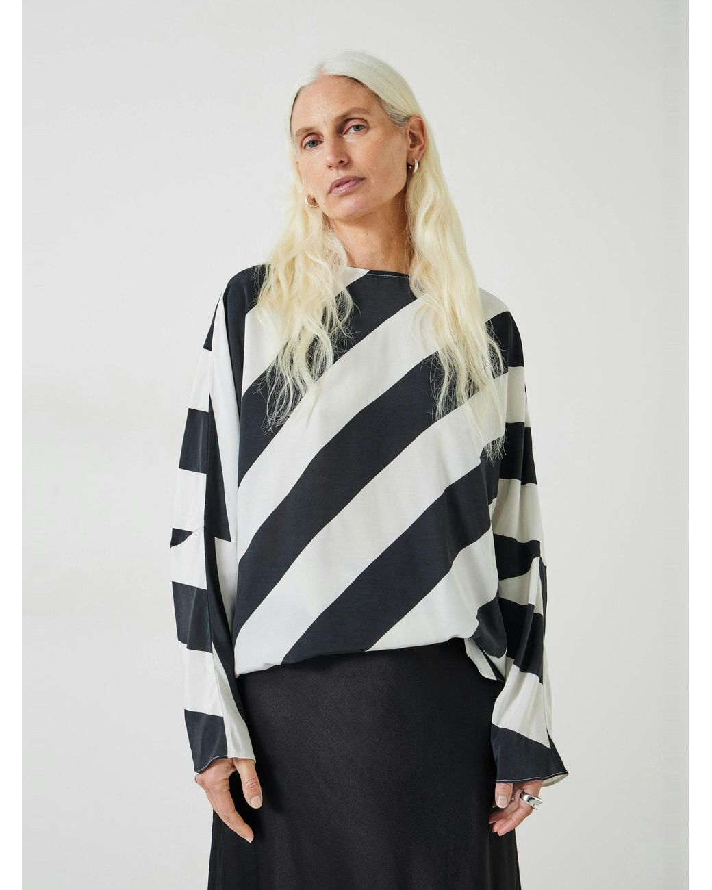 Hush White Whitney Diagonal Oversized Stripe Top