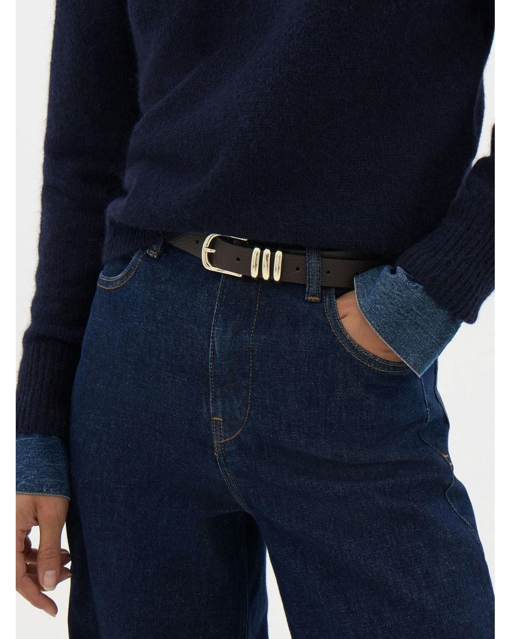 Hush White Isabel Leather Multi Ring Belt