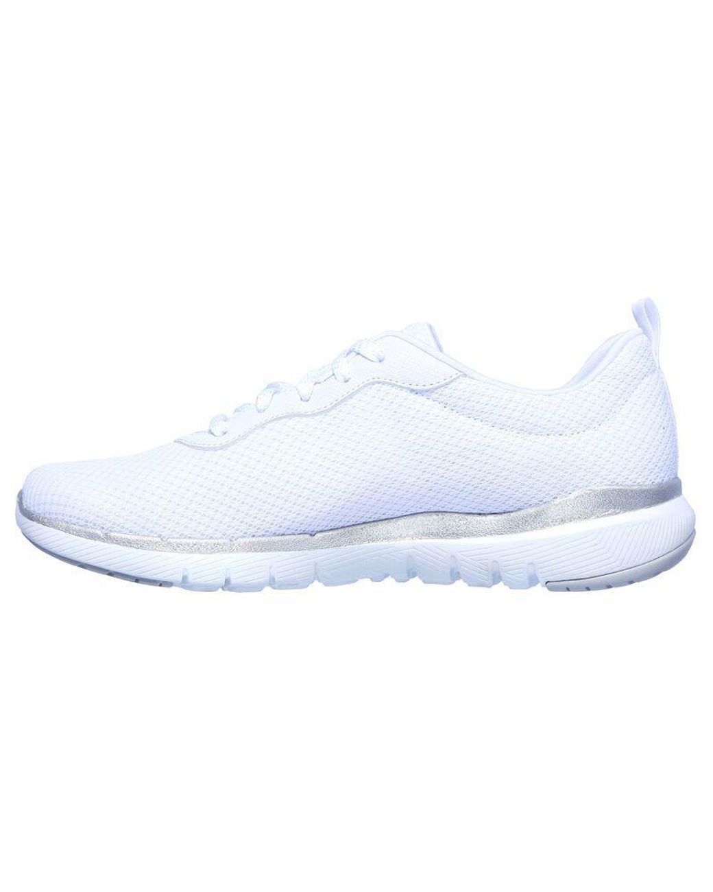 Skechers Synthetic S Wide Fit Flex Appeal 3.0 - 13070 Walking Trainers in  White/Silver (White) | Lyst