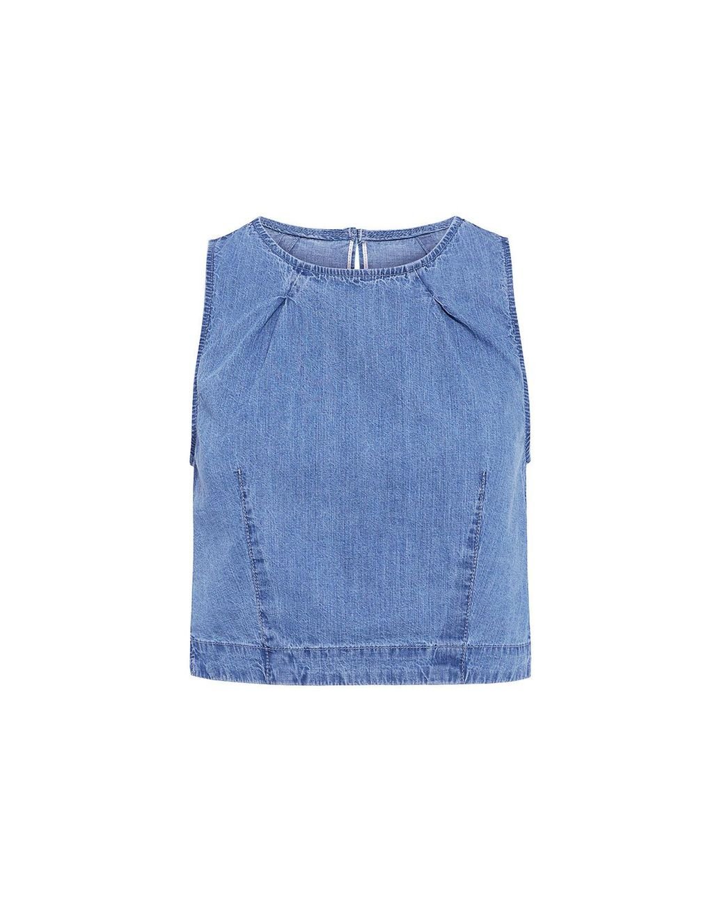3x1 Cotton Sleeveless Crop Top in Blue - Save 63% - Lyst