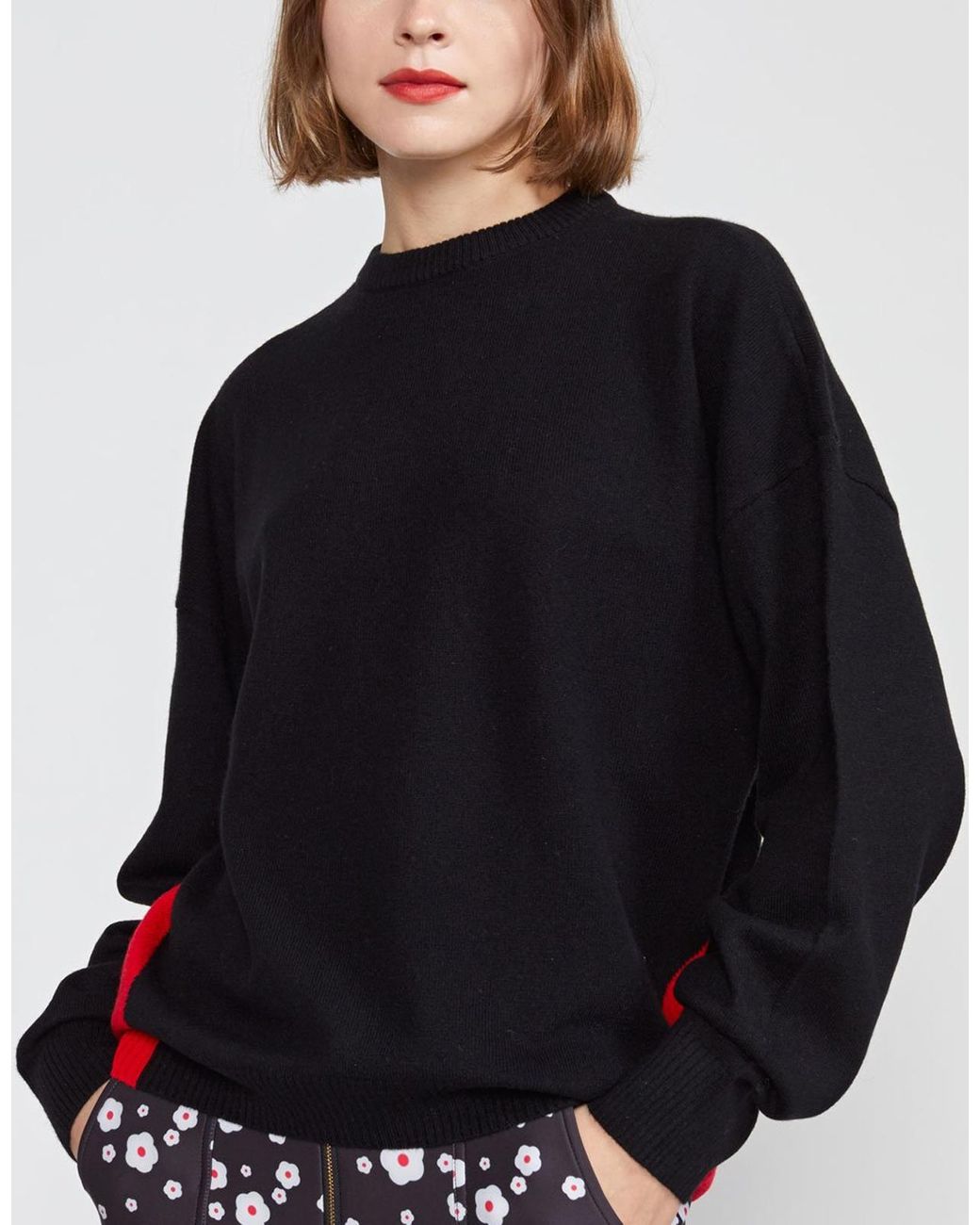 Cynthia Rowley Willow Merino Cashmere Colorblock Sweater in Black - Lyst