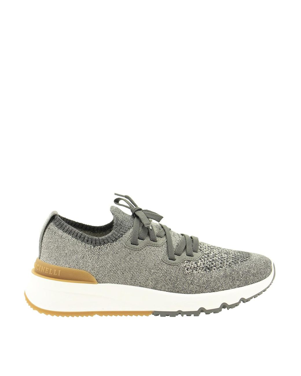 Brunello Cucinelli Cotton Knitted Running Sneakers in Grey (Gray) for ...
