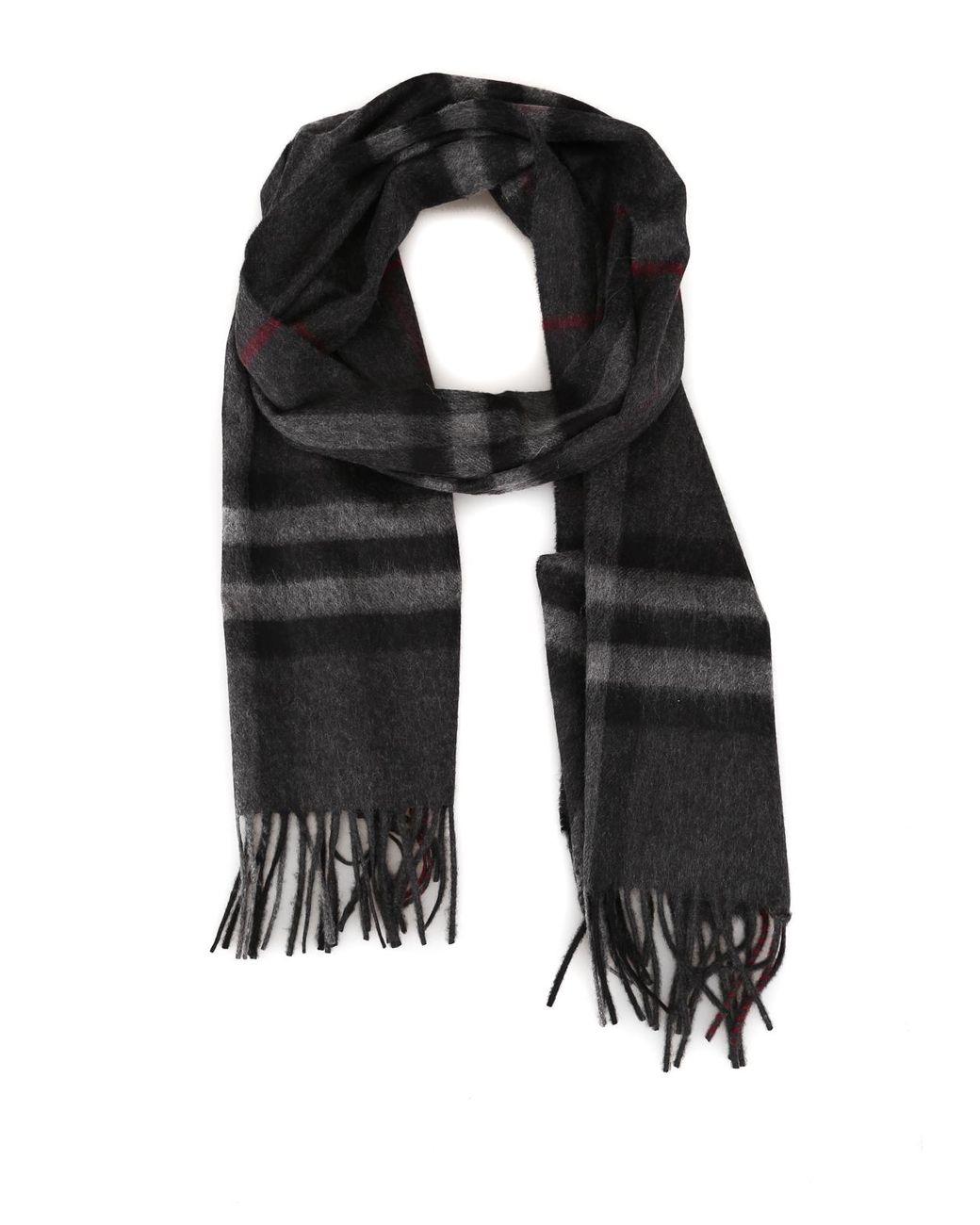 Burberry Check Patterned Cashmere Scarf in Dark Grey (Gray) for Men - Lyst