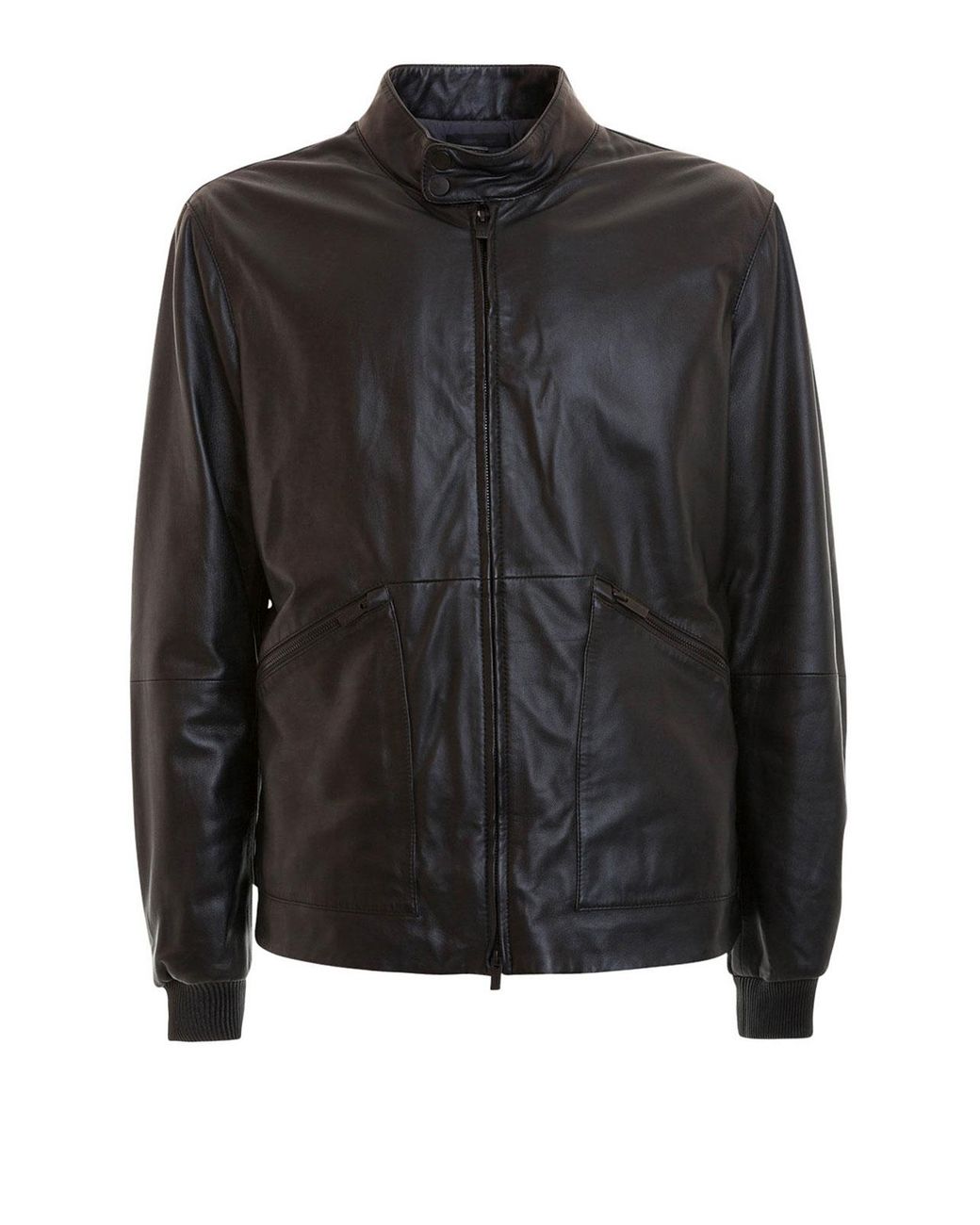 Armani Soft Leather Casual Jacket in Black for Men Lyst