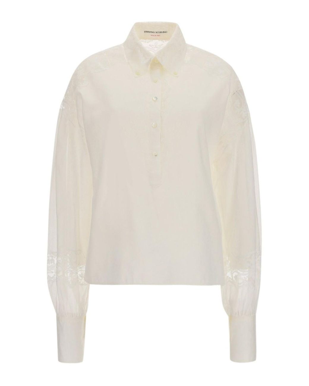 Ermanno Scervino Lace-trim Cotton Shirt in White - Lyst