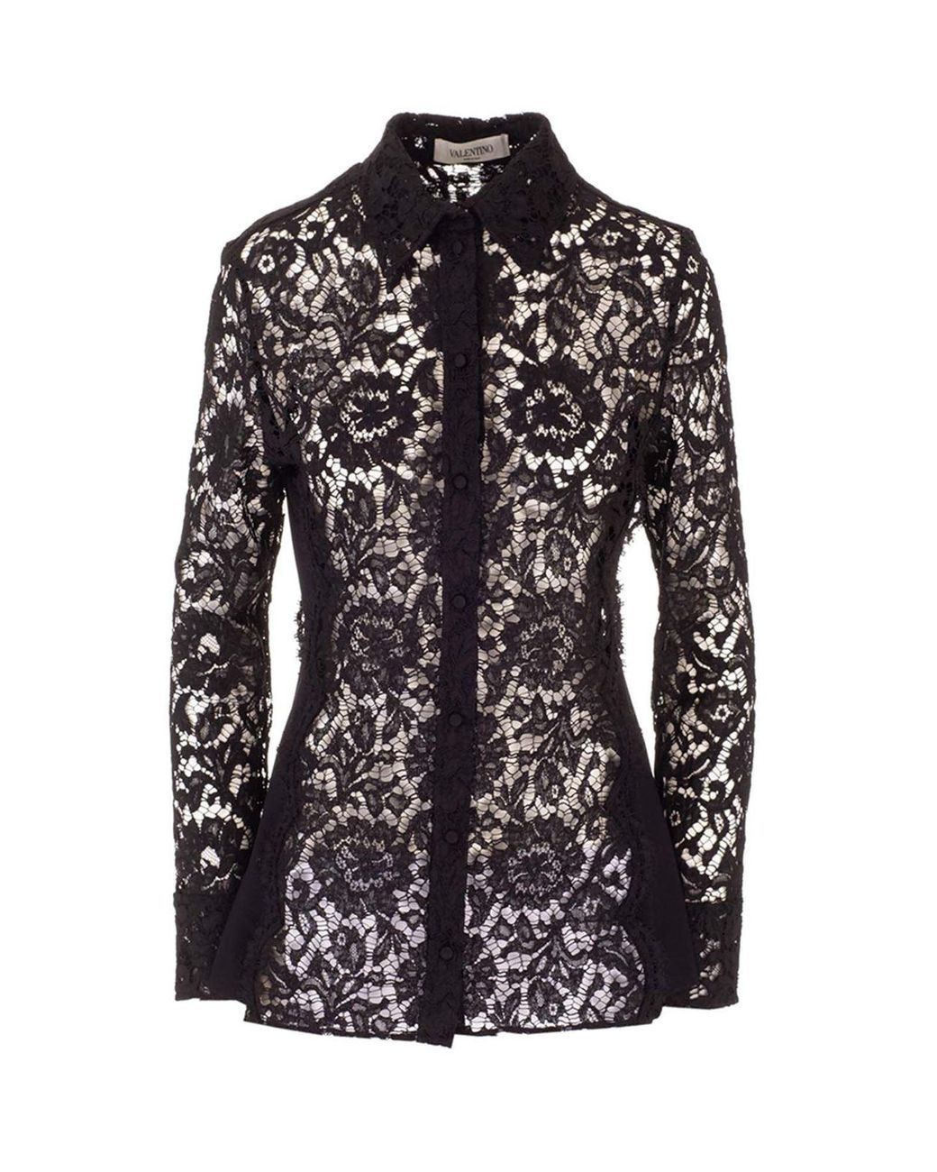 Valentino Lace Shirt In Black - Lyst