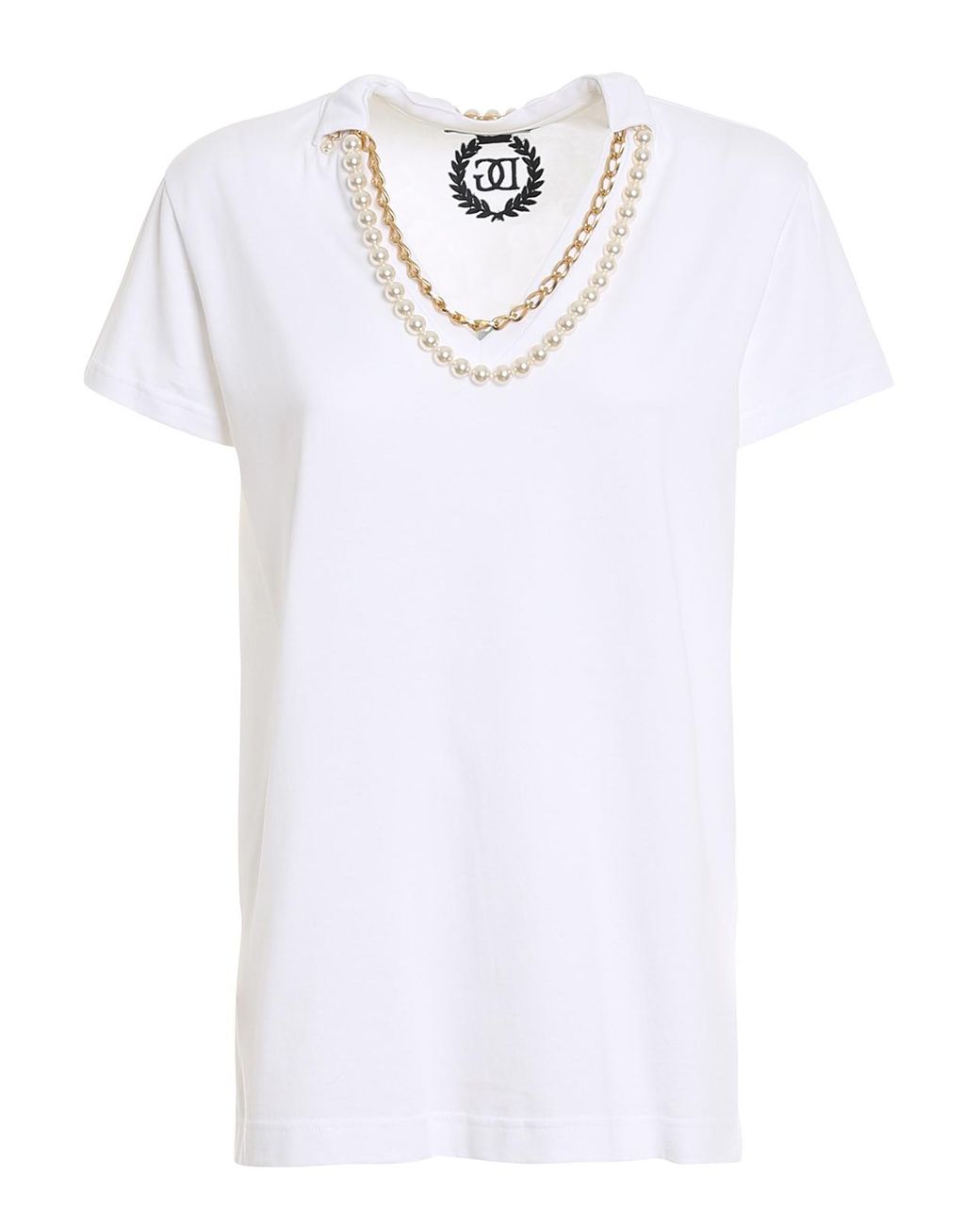 Dolce & Gabbana Cotton V Neck Tshirt in White - Lyst