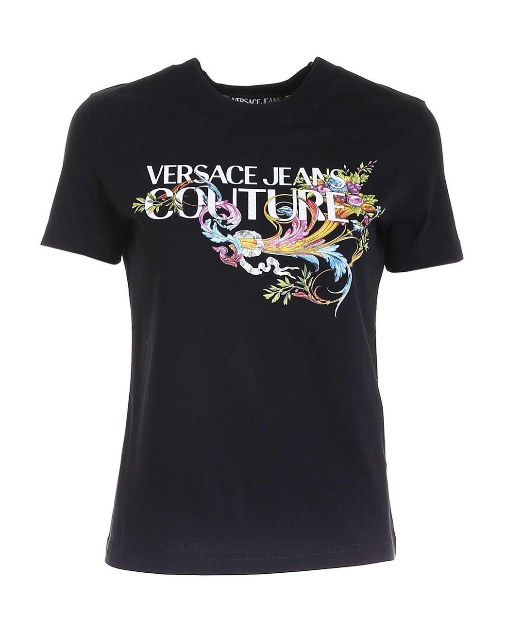 Versace Jeans Couture Cotton Logo Print T-shirt In Black - Lyst