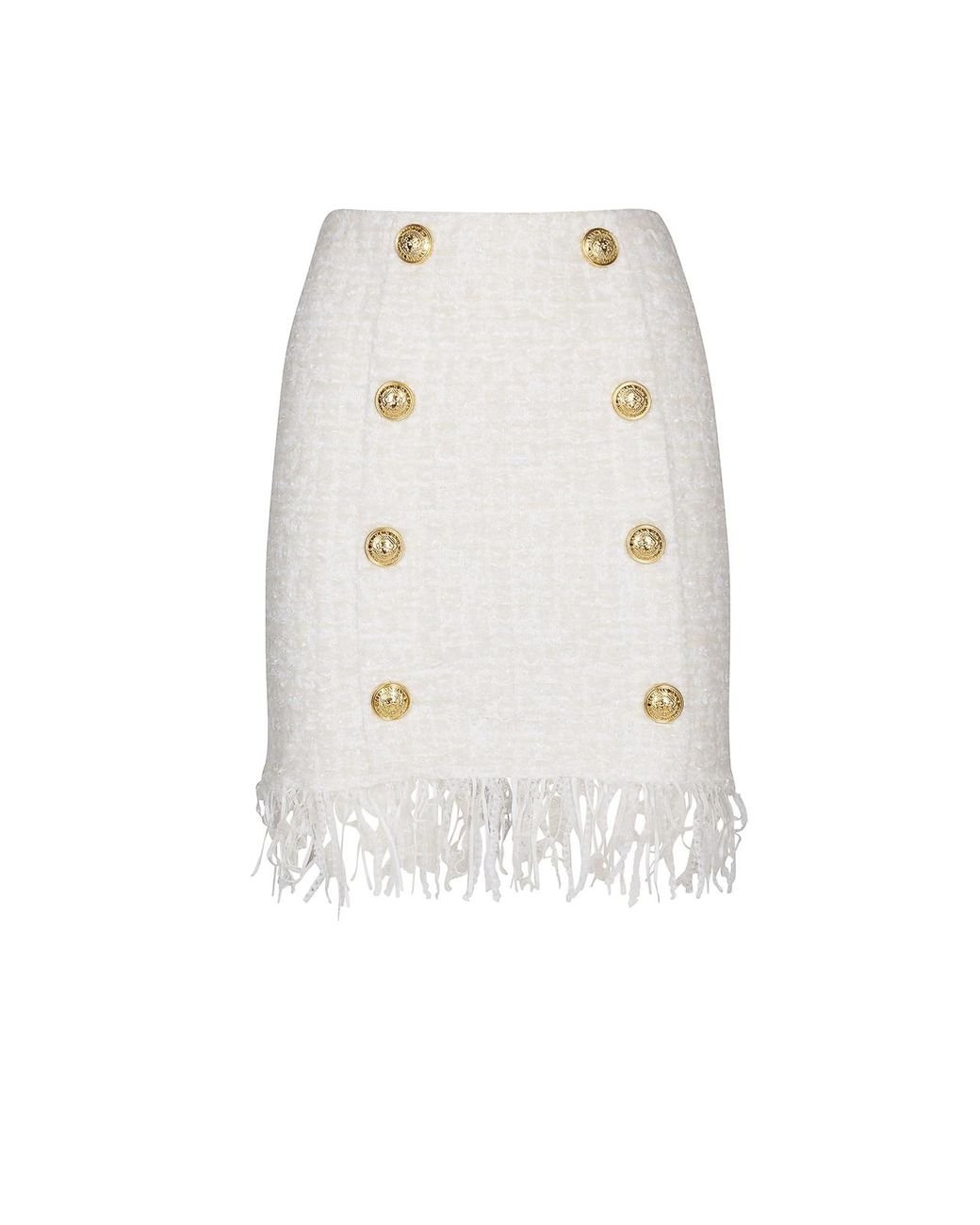 Balmain White Wool Skirt - Save 9% - Lyst