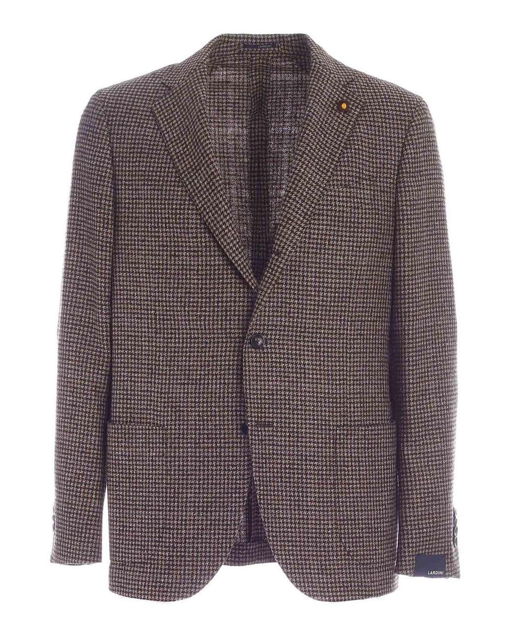 Lardini Wool Houndstooth Single-breasted Jacket In Beige in Natural for ...