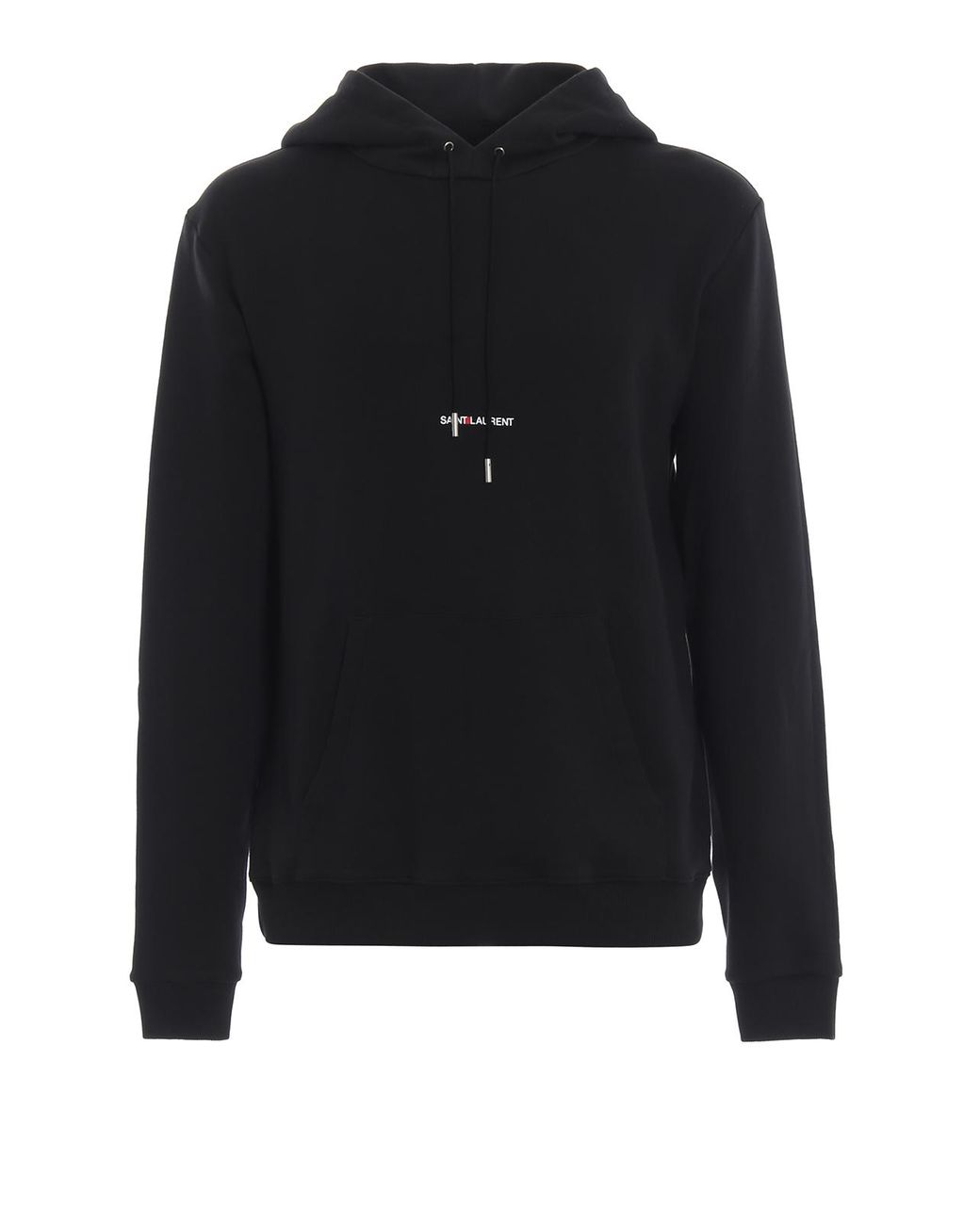 Saint Laurent Black Cotton Signature Hoodie for Men - Lyst